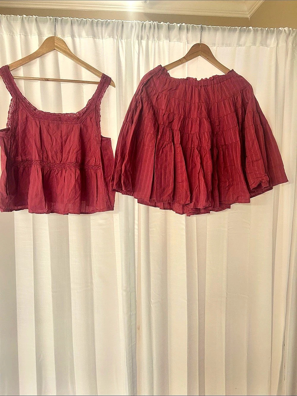 Deep dusty rose Camisole Top Mini Skirt Set